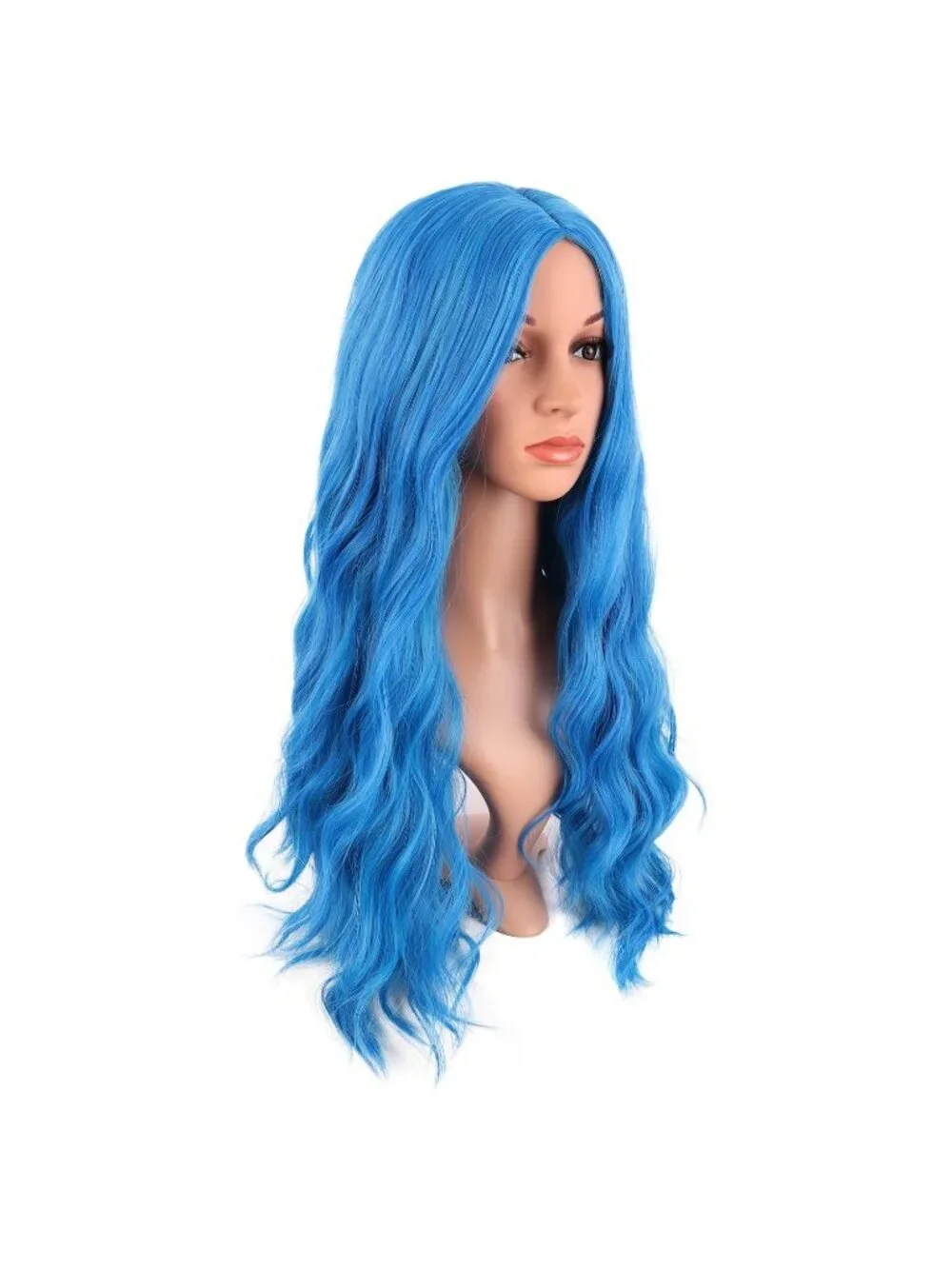 Women's Mixed Light Blue 28 Inch Synthetic Long Middle Part Curly Cosplay Wigs